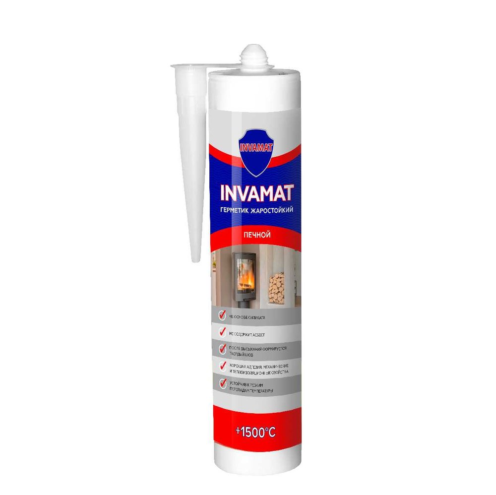 Жаростойкий печной герметик INVAMAT 881 +1500 °C, 290 мл, черный 1153