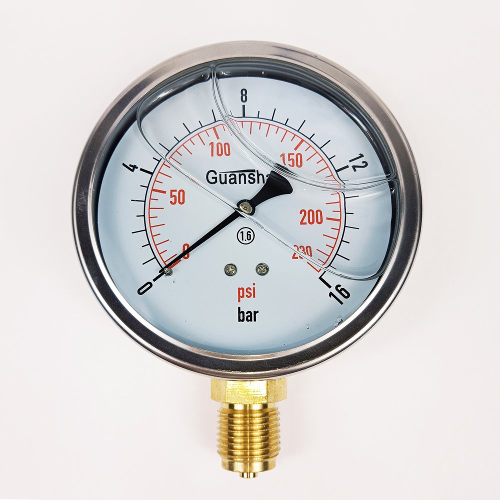 Манометр виброустойчивый АРКАИМ YN100Z на 16 бар, 100 мм, G 1/2' радиальный, глицериновый YN100ZR16D100G12