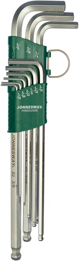 Набор торцевых шестигранных ключей с шаром 1/16'-3/8' 9 шт. Jonnesway X-TRA LONG H06SA209S