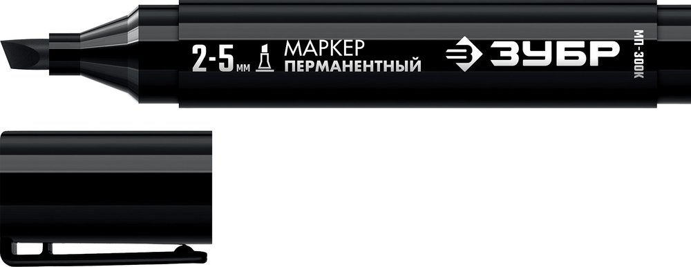 Перманентный маркер ЗУБР Профессионал МП-300К черный, 2-5 мм клиновидный 06323-2