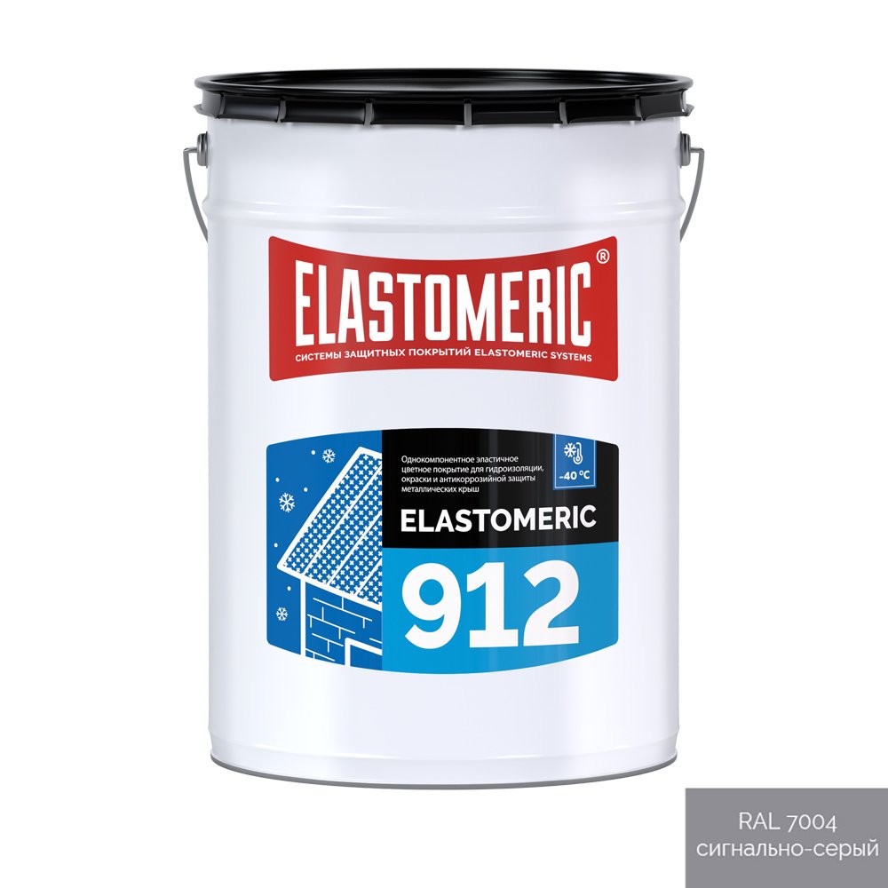 Зимняя гидроизоляционная мастика для металлических кровел Elastomeric Systems elastomeric 912 сигнально-серый, 20 кг 912002