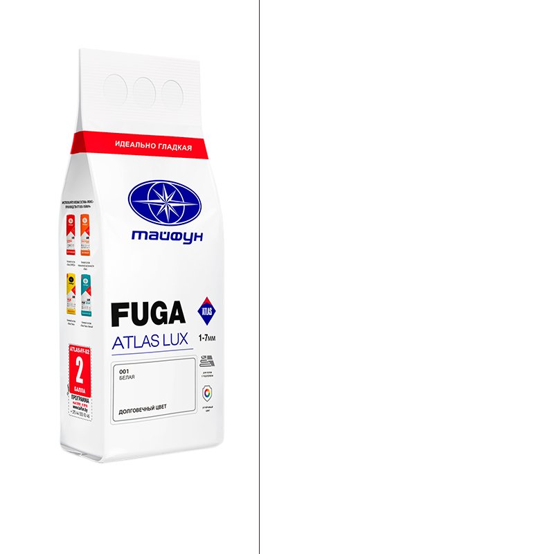 Цементная затирка Тайфун Fuga ATLAS LUX № 001 цвет белый, мешок 2 кг 001-2-lux