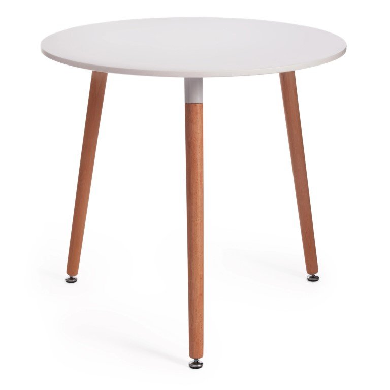 Стол Tetchair MARS T1004 МДФ/дерево, 80x80x75 см, White белый / Natural натуральный 15186