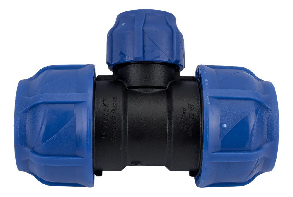Компрессионный переходной тройник VALFEX ПНД, 50-32-50 1210012503250