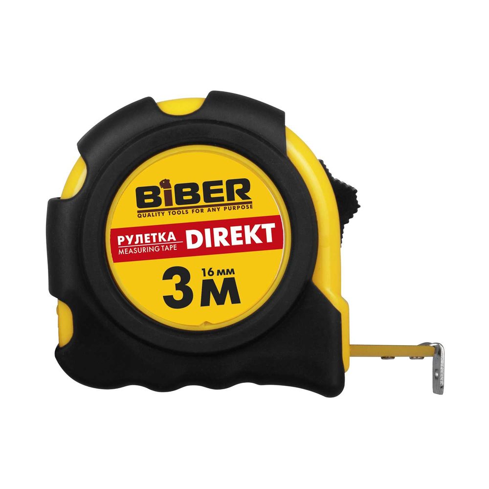 Рулетка (обрезиненный корпус, 3 м х 16 мм) Biber DIREKT 40102 тов-054500