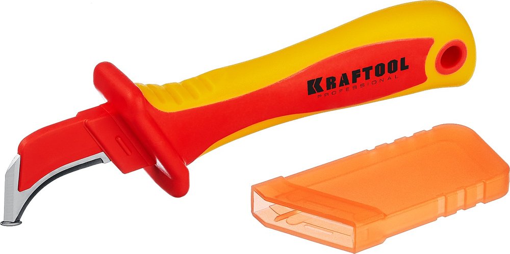 Диэлектрический нож электрика KRAFTOOL KN-7 с пяткой, изогнутый 45400