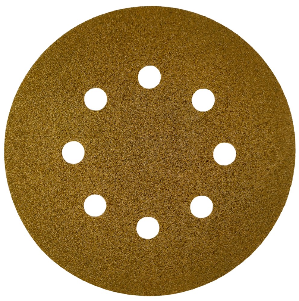 Диск абразивный с липучкой Sandpaper (yellow) 125 мм, 8 отверстий, P60, 10 шт BRUSHTEX 125Y8-60
