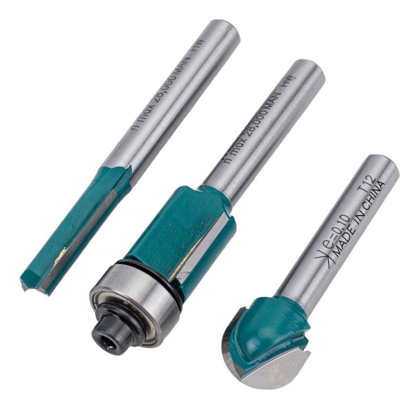 Набор фрез 3 шт. (пазовая, кромочная и для закругления) Makita D-30209