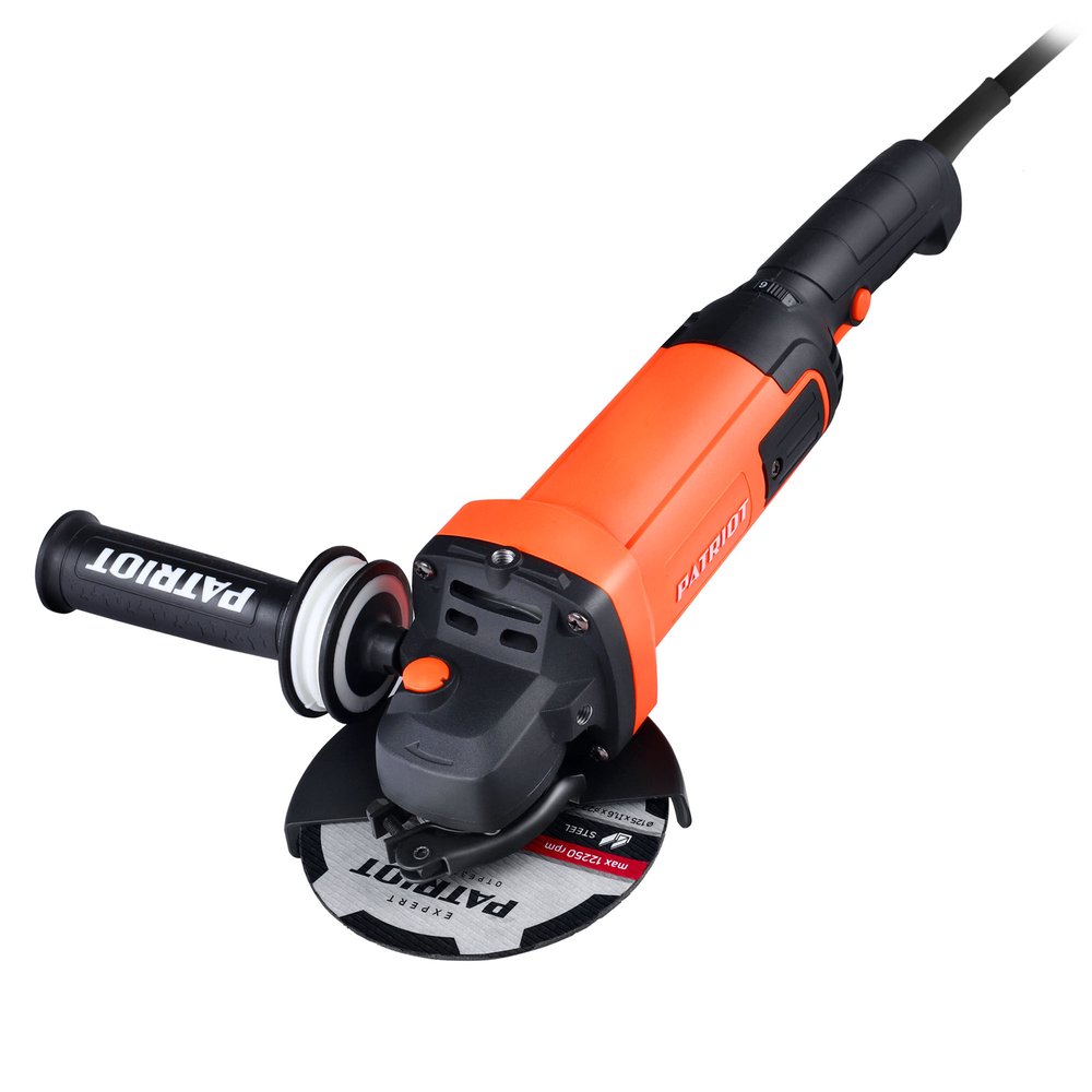 Углошлифовальная машина (УШМ) PATRIOT AG 128E тонкий корпус, пылезащищенная, диск 125 мм 110301129