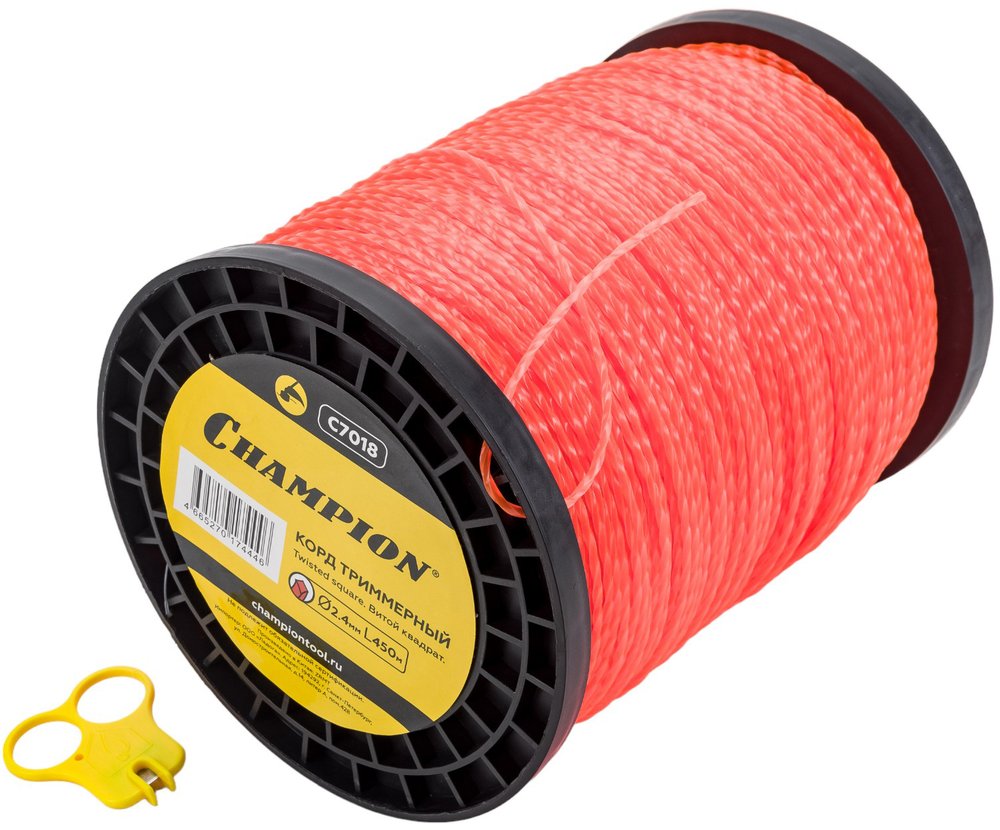 Корд триммерный Twisted Square, нож для отреза (2.4 мм, 450 м) CHAMPION C7018