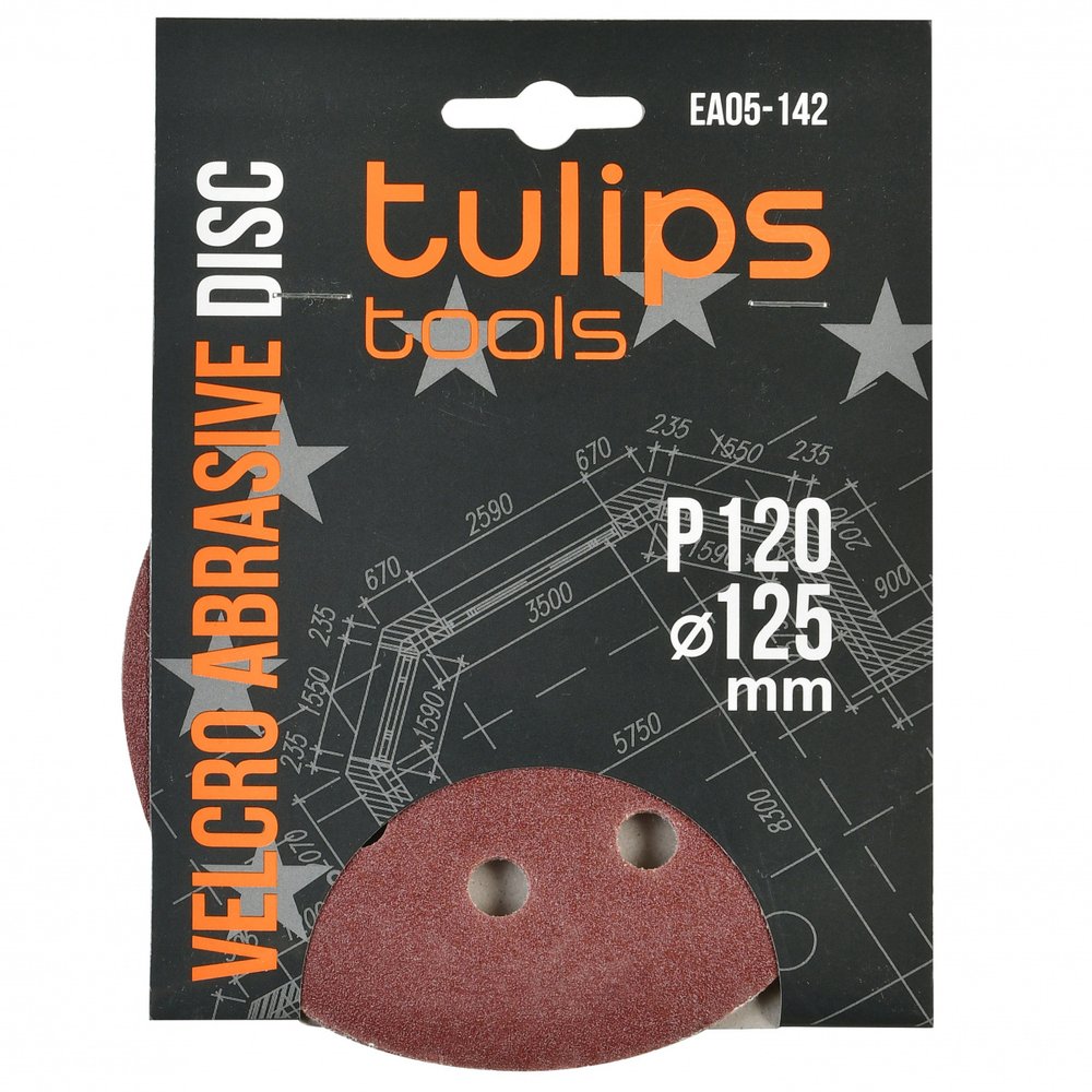 Диск шлифовальный с липучкой (5 шт, 125 мм, P120) Tulips tools EA05-142