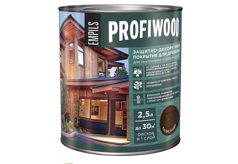 Защитно-декоративное покрытие для древесины PROFIWOOD (палисандр, 2.5 л, 2.3 кг) 72660