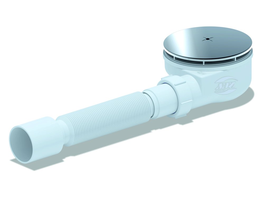 Сифон для поддона АНИ Пласт h 53 мм., 1 1/2x90, хром/слив E355C 025-1149
