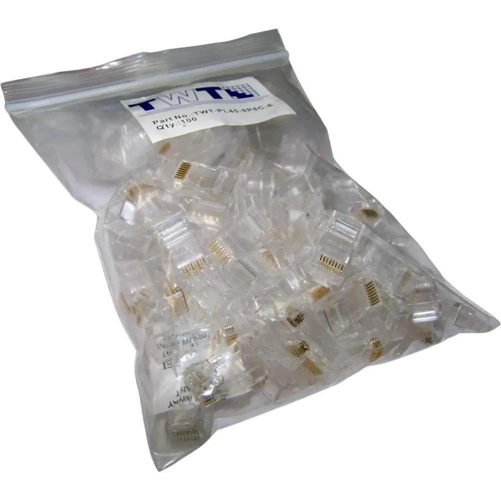 Коннектор RJ45 TWT TWT-PL45-8P8C-6 UTP 8P8C, универсальный, cat.6, 100шт/уп