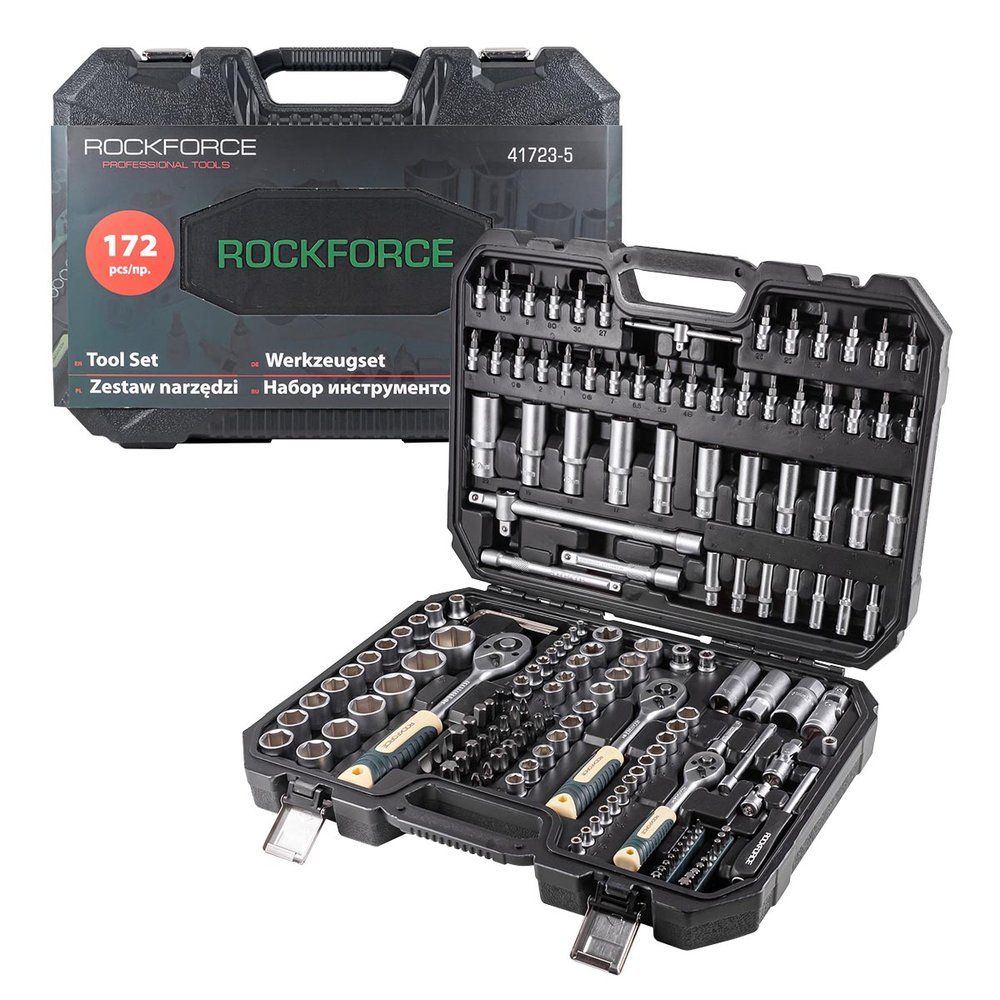 Набор инструментов Rockforce 1/4', 3/8', 1/2' 6-гранный 4-32мм 172 предмета RF-41723-5(46734)
