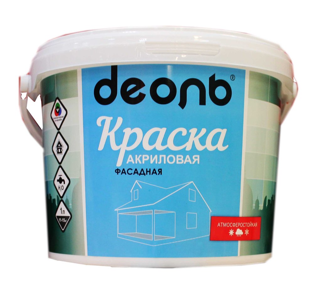 Акриловая фасадная краска Деоль белоснежная, матовая, 9 л 00020323