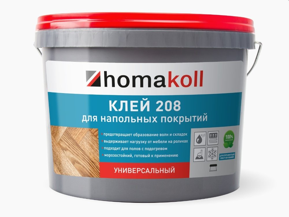 Клей для напольных покрытий Homakoll 208 14 кг, универсальный 4680136700324