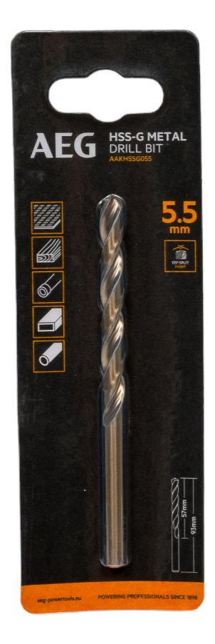 Сверло по металлу HSS-G (5.5х57х93 мм) AEG AAKHSSG055 4932479311
