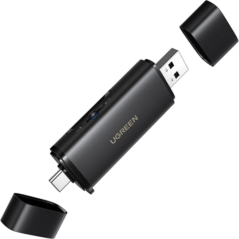 Картридер UGREEN CM803 (65024)на два слота 2-in-1 USB-C - USB-A SD черный