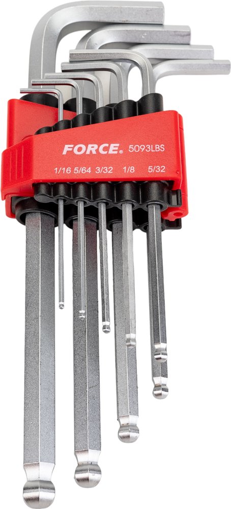 Набор Г образных дюймовых, средних шестигранников с шаром FORCE 5093LBS
