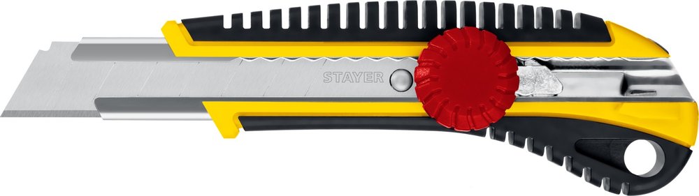 Нож с винтовым фиксатором Stayer KS-18 сегментированные лезвия 18 мм 09161_z01