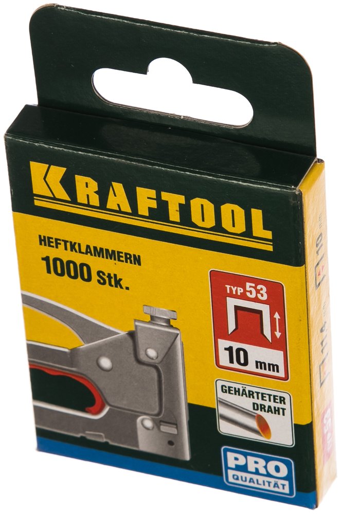 Скобы для степлера KRAFTOOL тип 53 (A /10 /JT21) 10 мм, 1000 шт, калибр 23GA, 31670-10