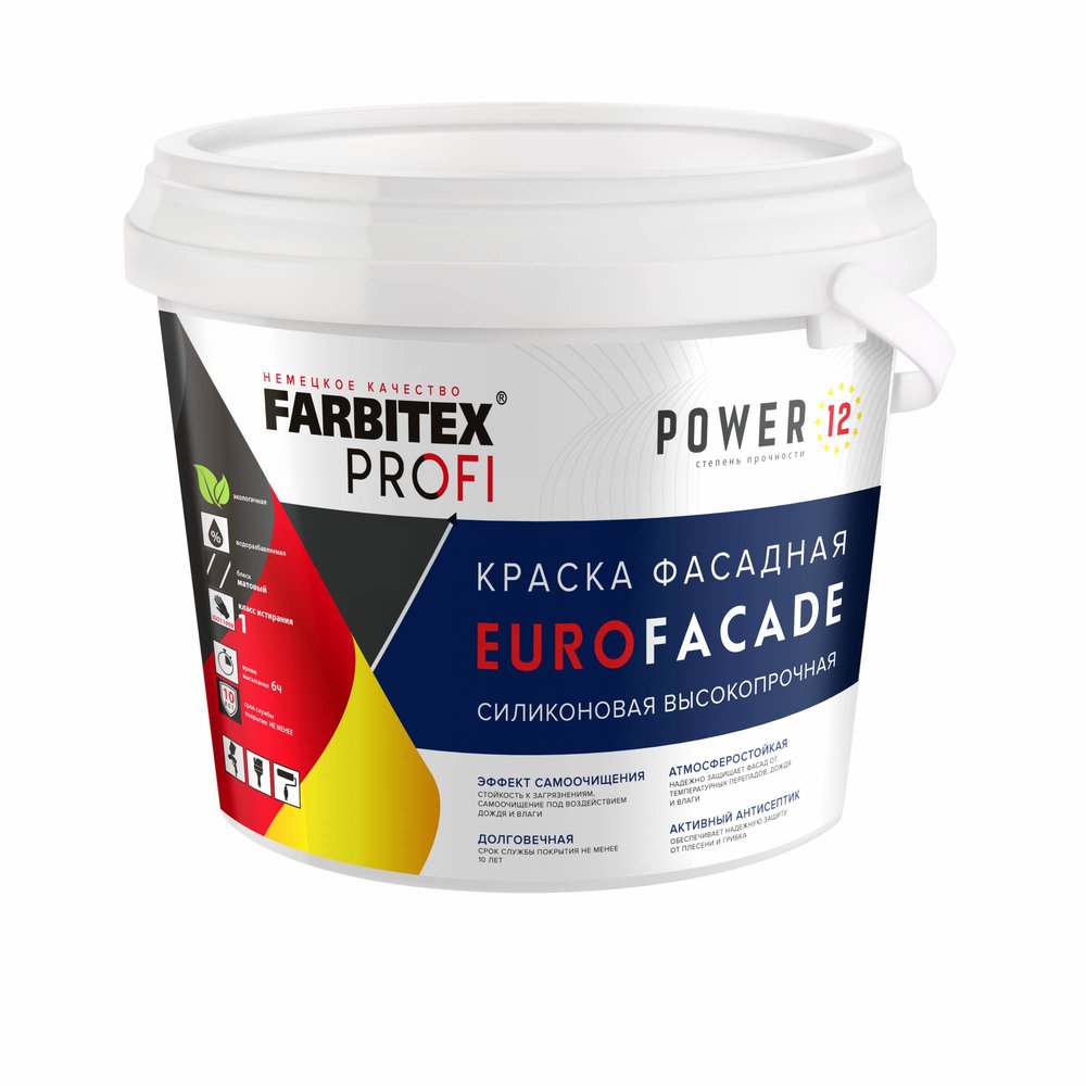 Краска Farbitexфасадная силиконовая самоочищающаяся высокопрочная EuroFacade 4300008746