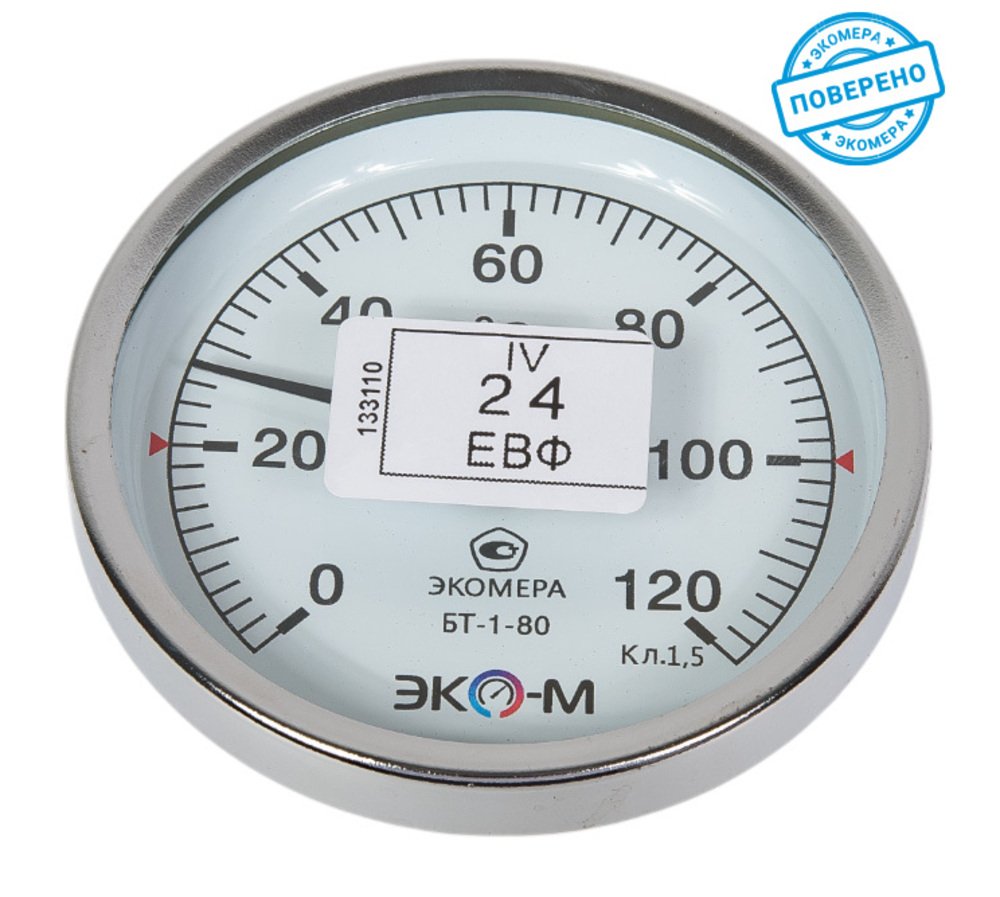 Биметаллический термометр ЭКО-М ЭКОМЕРА БТ-1-80, 0-120C, L=40 БТ-1-80-120С-L40