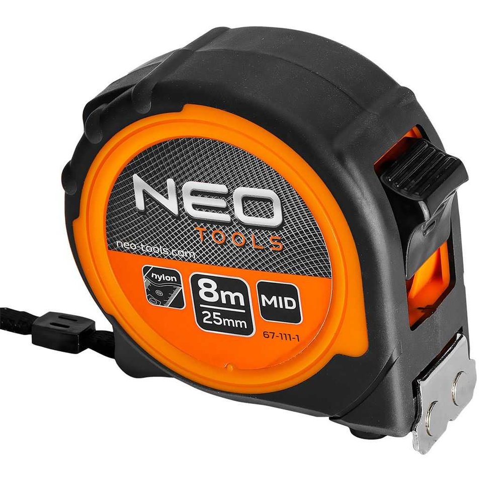 Рулонная стальная рулетка NEO TOOLS 8 м, 25 мм, магнит 67-111-1