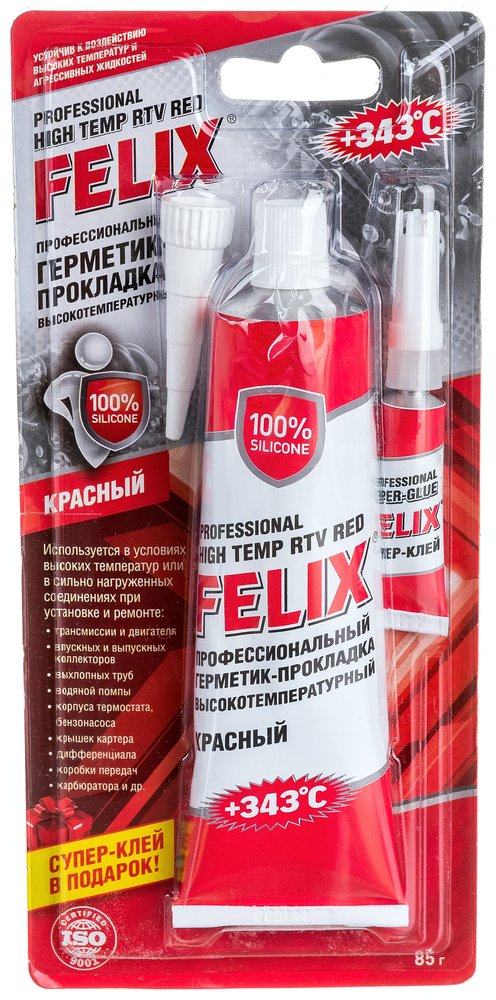 Герметик-прокладка FELIX (силиконовый, красный, 85 г) 411040057