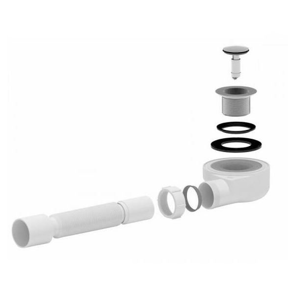 Сифон для поддона АНИ Пласт h 55 мм, 1 1/2x50, гофра 40х50 мм, клик-клак E455CL 025-1151