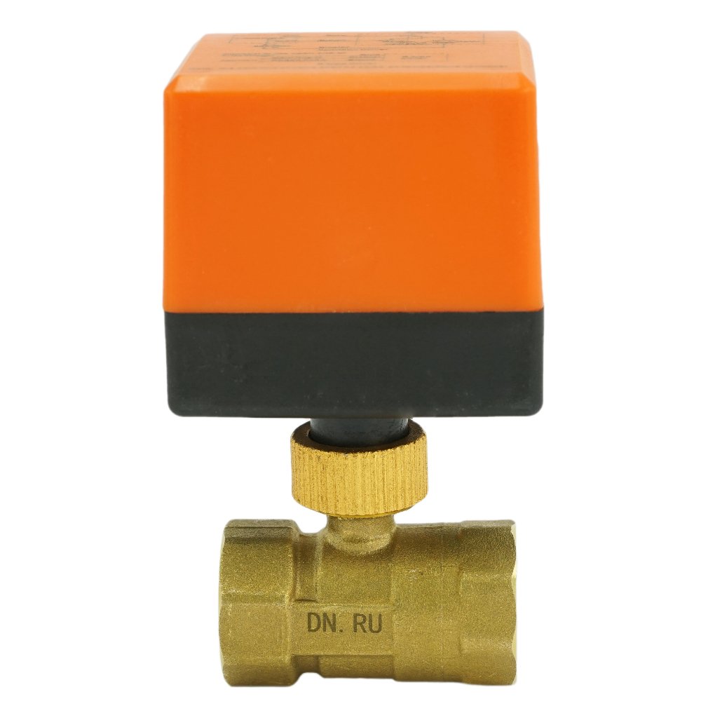 Кран DN.ru латунный RP.BRASS.120.MM.020 Ду20 Ру16, муфтовый электропривод 220В D160-00118
