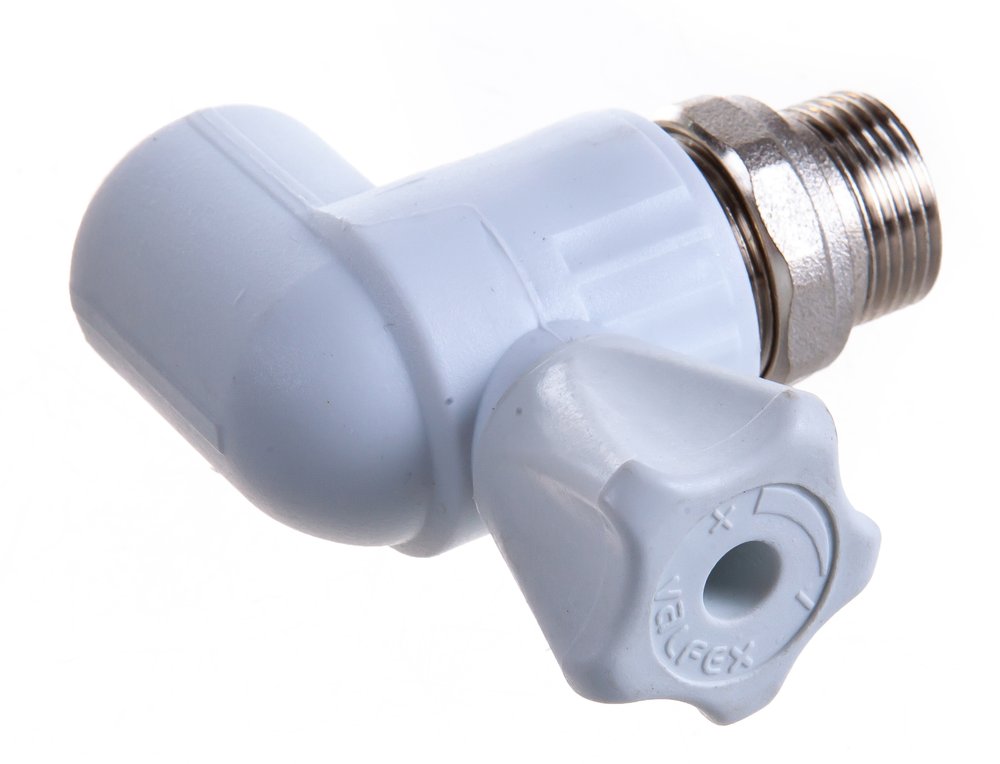 Шаровый кран VALFEX PP-R белый, 25х3/4 дюйма НР, угловой для радиатора 10148025 007-7678