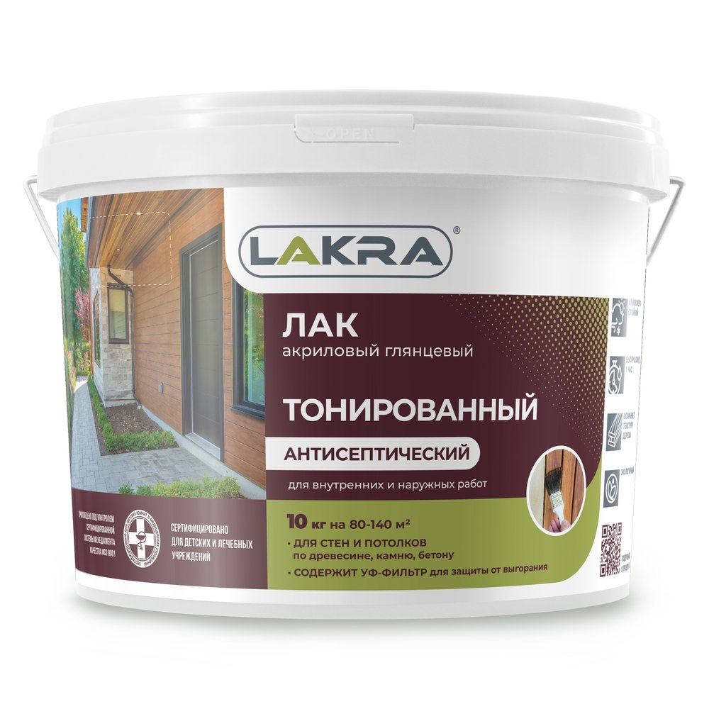 Тонированный лак Лакра бесцветный, в/д, 10 кг 90001537773
