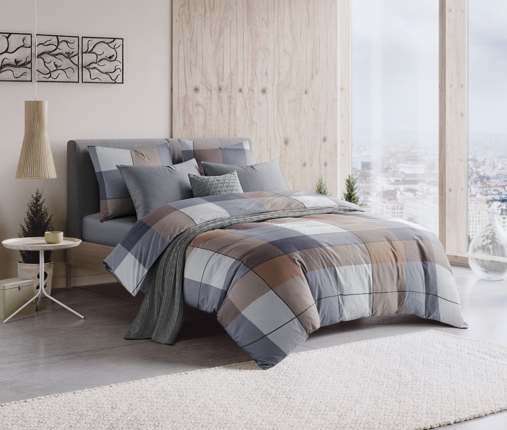 Комплект постельного белья Guten Morgen бязь, рис.1136, Cozy evening, 1.5 спальный, с наволочкой 50x70 см ПБ-1136-143-150-50