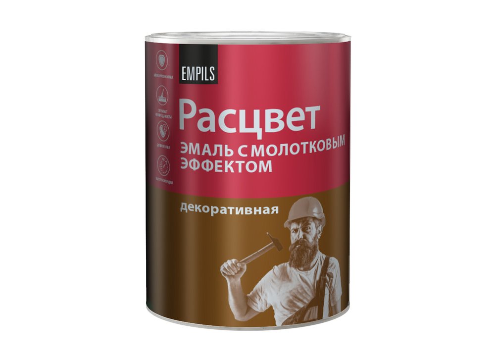 Эмаль с молотковым эффектом Расцвет алкидно-стирольная, черная, 0.8 кг 77618