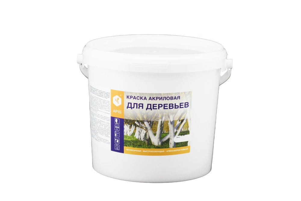 Акриловая краска для деревьев APIS белая, 8 кг 4665296515032