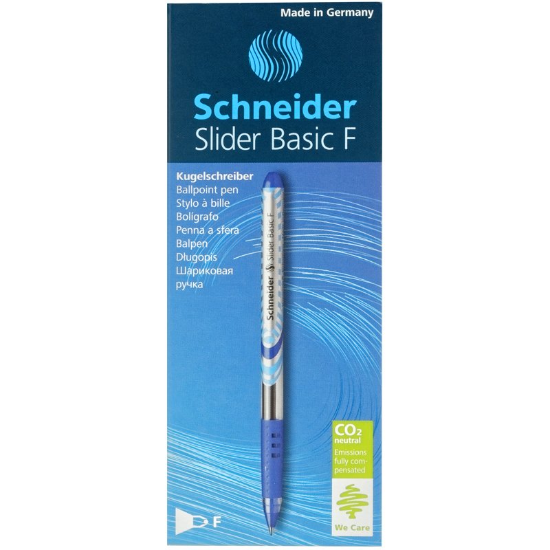 Шариковая ручка Schneider Slider Basic синяя, 0.8 мм, грип 151003
