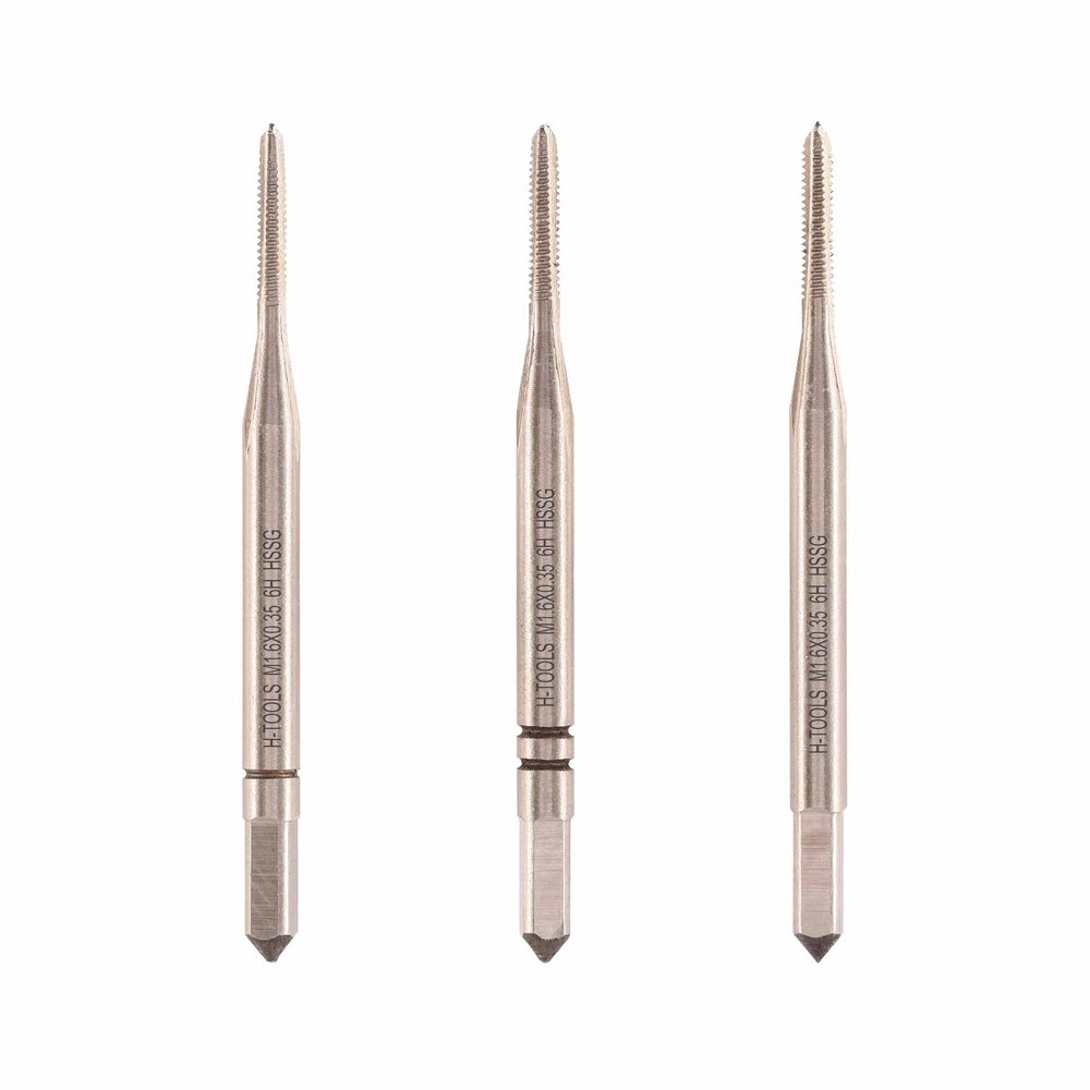 Метчик H-Tools М1.6 шаг 0.35 мм, комплект из 3-х шт. DIN352 HSS-G 6h 230016HT