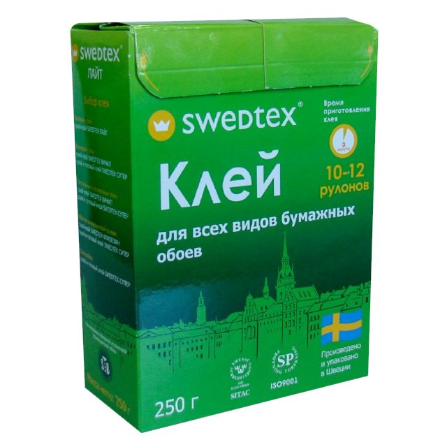Сухой клей Swedtex ЛАЙТ для всех видов бумажных обоев, 250 г, 50 кв.м PL-025