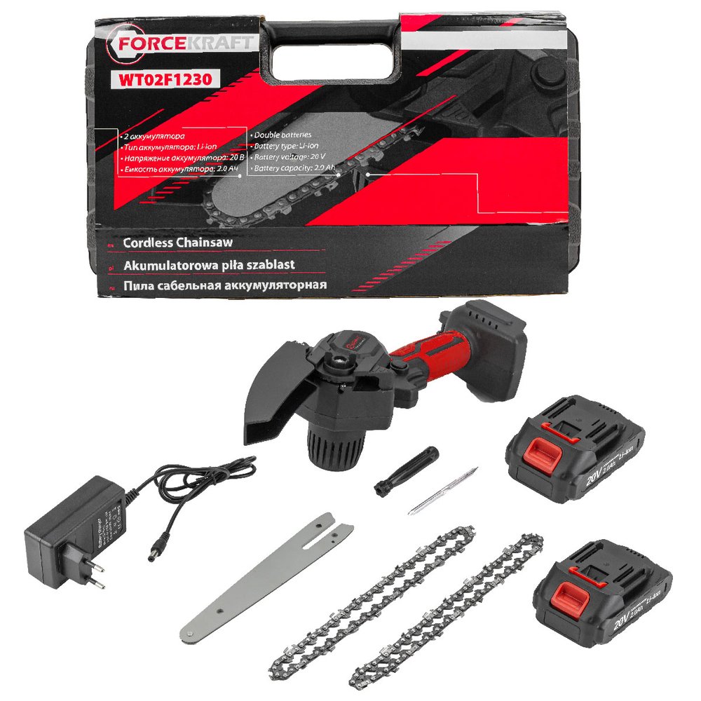 Аккумуляторная цепная пила Forcekraft 2 аккумулятор li-ion 20v, 2.0ah FK-WT02F1230(56943)