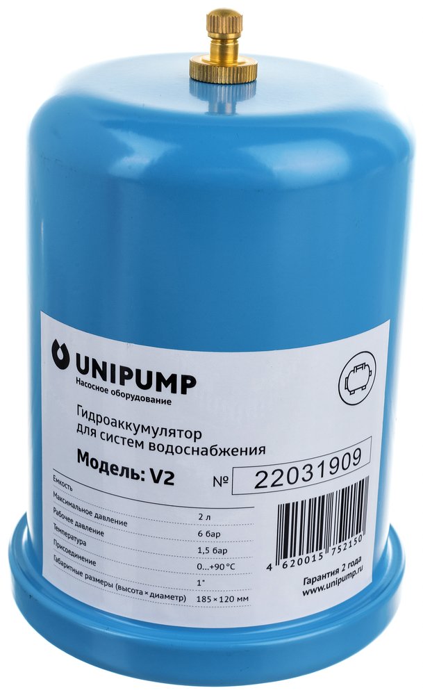 Гидроаккумулятор вертикальный (2 л) Unipump 29758