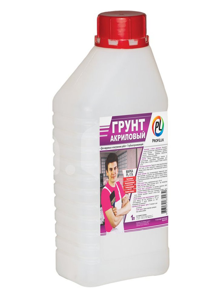 Акриловый грунт для наружных и внутренних работ Profilux PL 17A 1 л Н0000000908