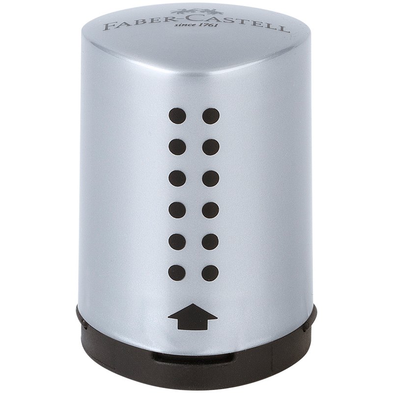 Пластиковая точилка Faber-Castell grip 2001 mini 1 отверстие, контейнер, серебряная 183700