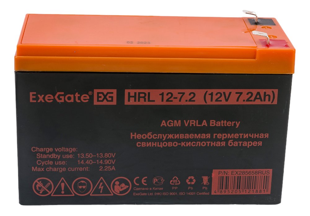 Батарея аккумуляторная АКБ HRL 12-7.2 12V 7.2Ah, 1227W, клеммы F2 ExeGate 285658