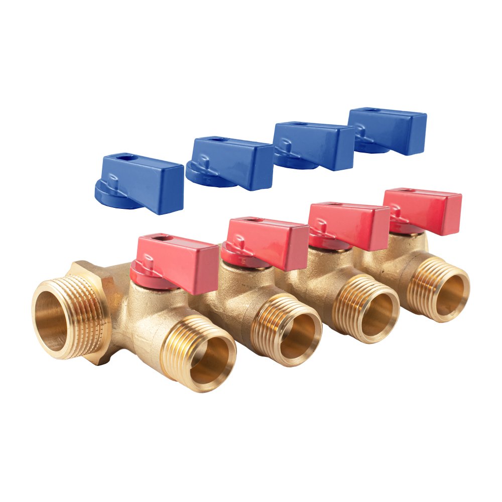 Коллектор с шаровыми кранами  PROFACTOR в/н 3/4' х 4 вых 1/2'нар PF MV 264.4