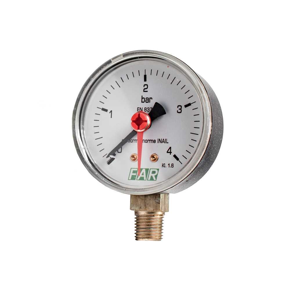 Манометр FAR 1/4', 0-4 бар, - 20-80 C, O 63 мм FA 2500 R04