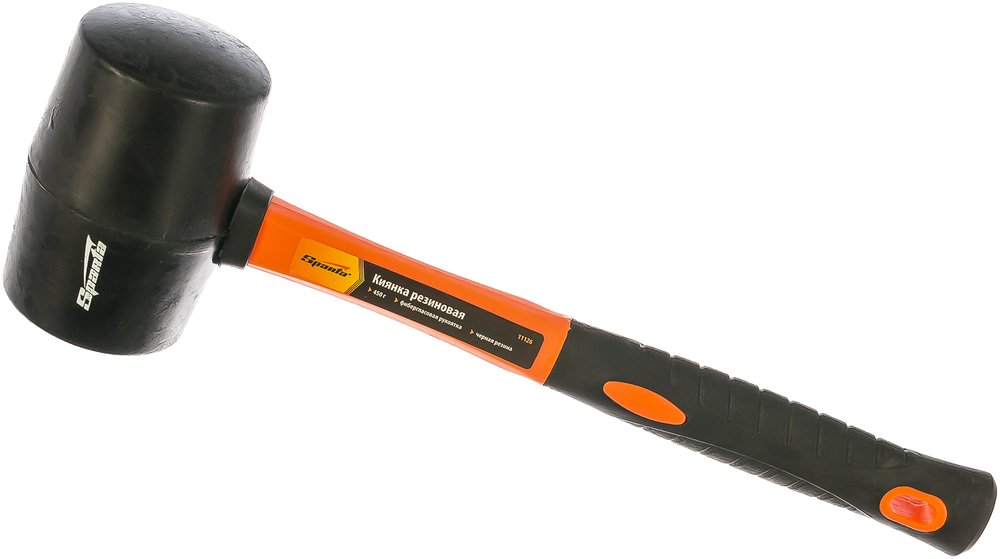 Резиновая киянка SPARTA 450 г, черная резина, фибергласовая рукоятка 11126