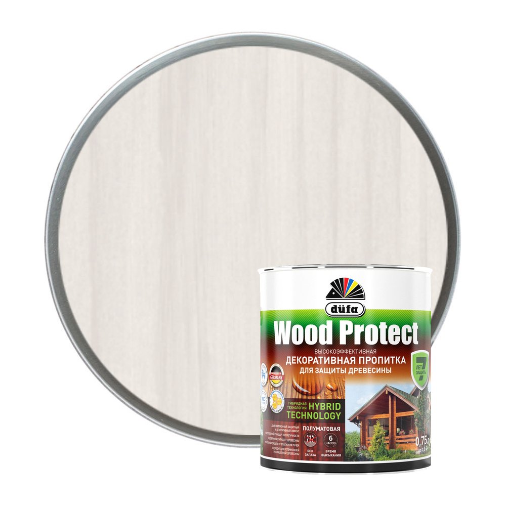 Пропитка для защиты древесины Dufa Wood Protect белый 750 мл МП000015748