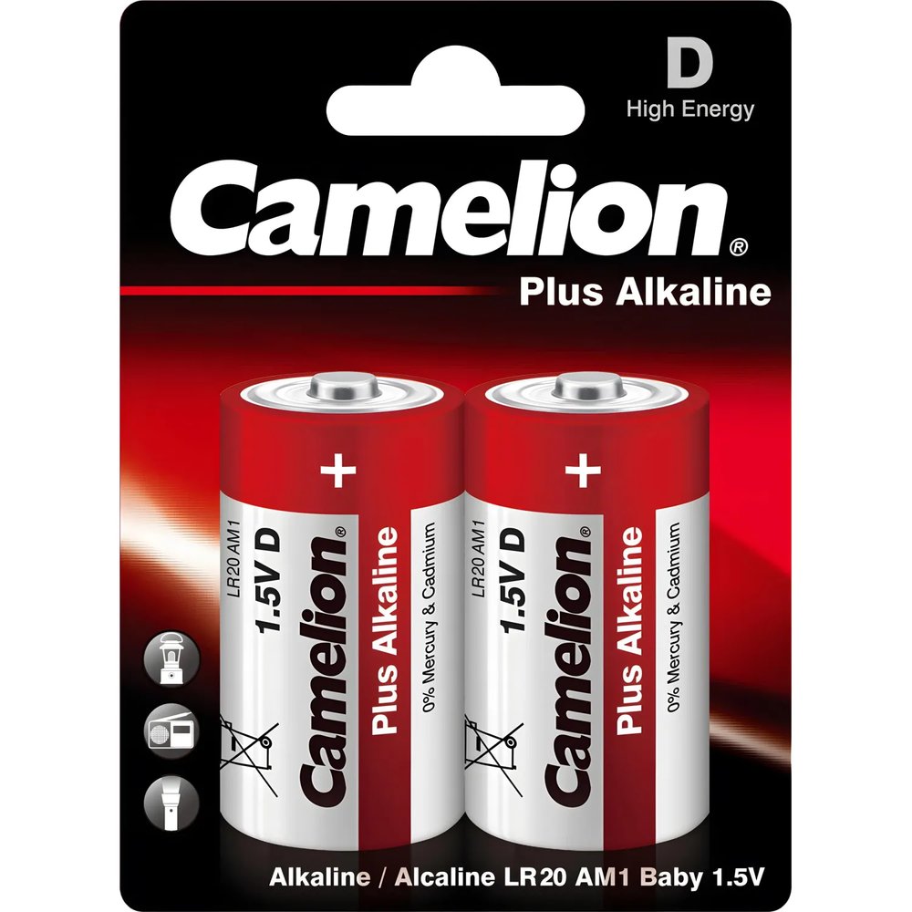Батарейка Camelion Plus Alkaline 2шт/бл (LR20-BP2, 1.5В) (1654)